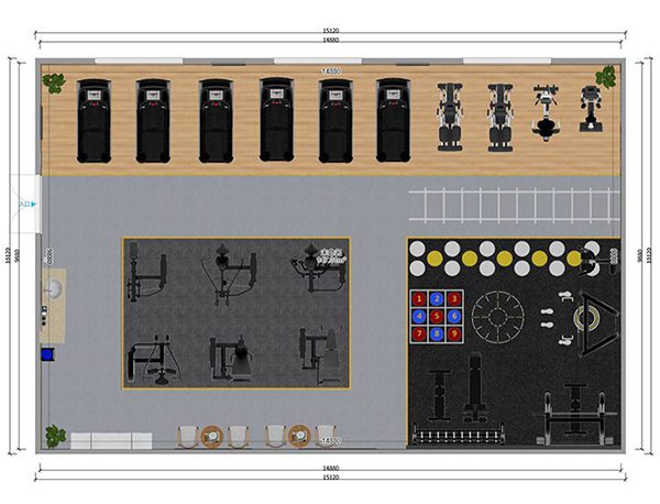 120平方健身房配置方案-广西kaiyun开云电竞健身器材有限公司
